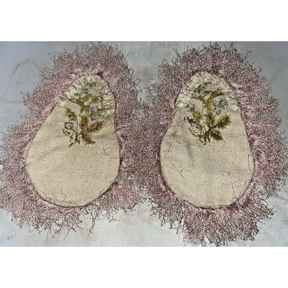 Antique Embroidered Fringed Embroidered Victorian Dress Pockets - Picture 2 of 6
